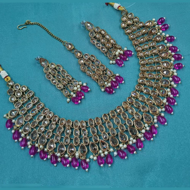 Padmawati Bangles Gold Plated Crystal Stone And Pearls Necklace Set