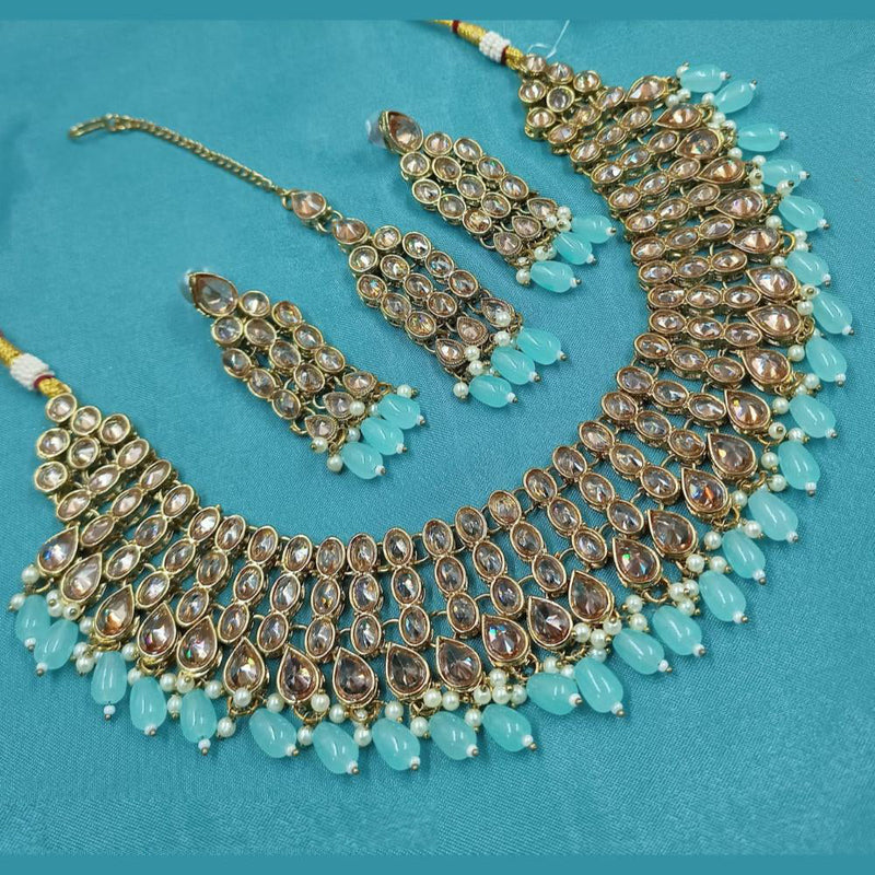 Padmawati Bangles Gold Plated Crystal Stone And Pearls Necklace Set