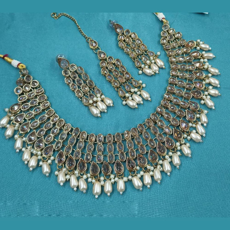 Padmawati Bangles Gold Plated Crystal Stone And Pearls Necklace Set