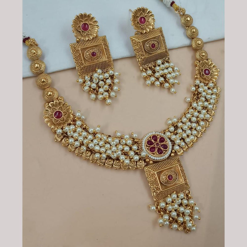 Padmawati Bangles Gold Plated Pota Stone And Pearls Necklace Set