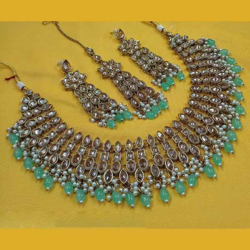 Padmawati Bangles Gold Plated Crystal Stone And Pearls Necklace Set