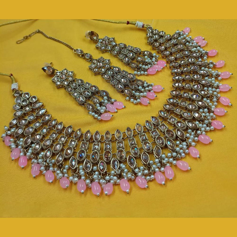 Padmawati Bangles Gold Plated Crystal Stone And Pearls Necklace Set