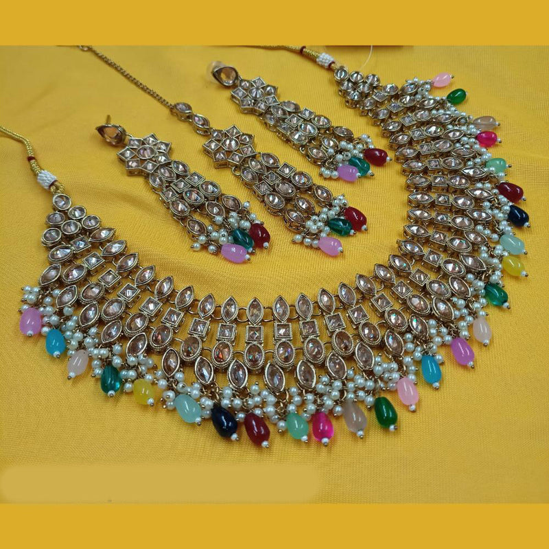 Padmawati Bangles Gold Plated Crystal Stone And Pearls Necklace Set