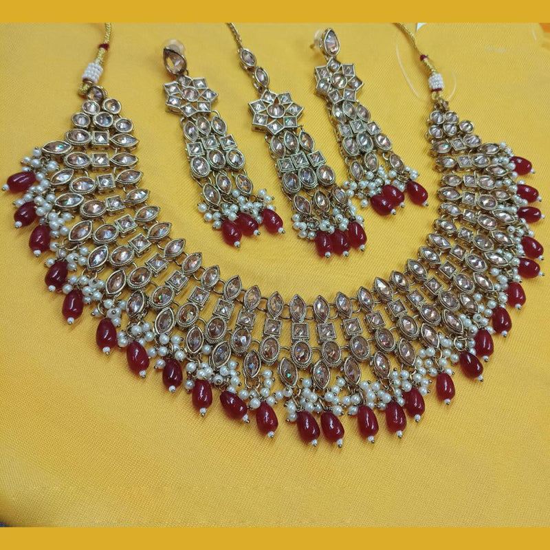 Padmawati Bangles Gold Plated Crystal Stone And Pearls Necklace Set