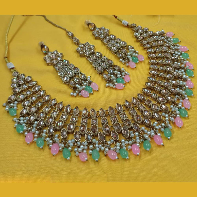 Padmawati Bangles Gold Plated Crystal Stone And Pearls Necklace Set