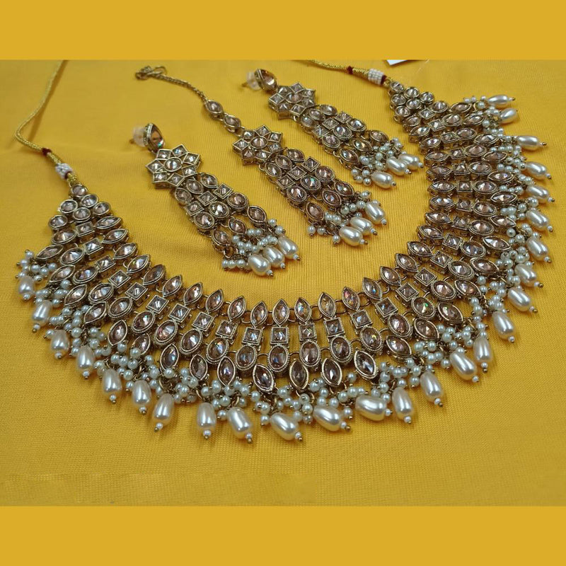 Padmawati Bangles Gold Plated Crystal Stone And Pearls Necklace Set