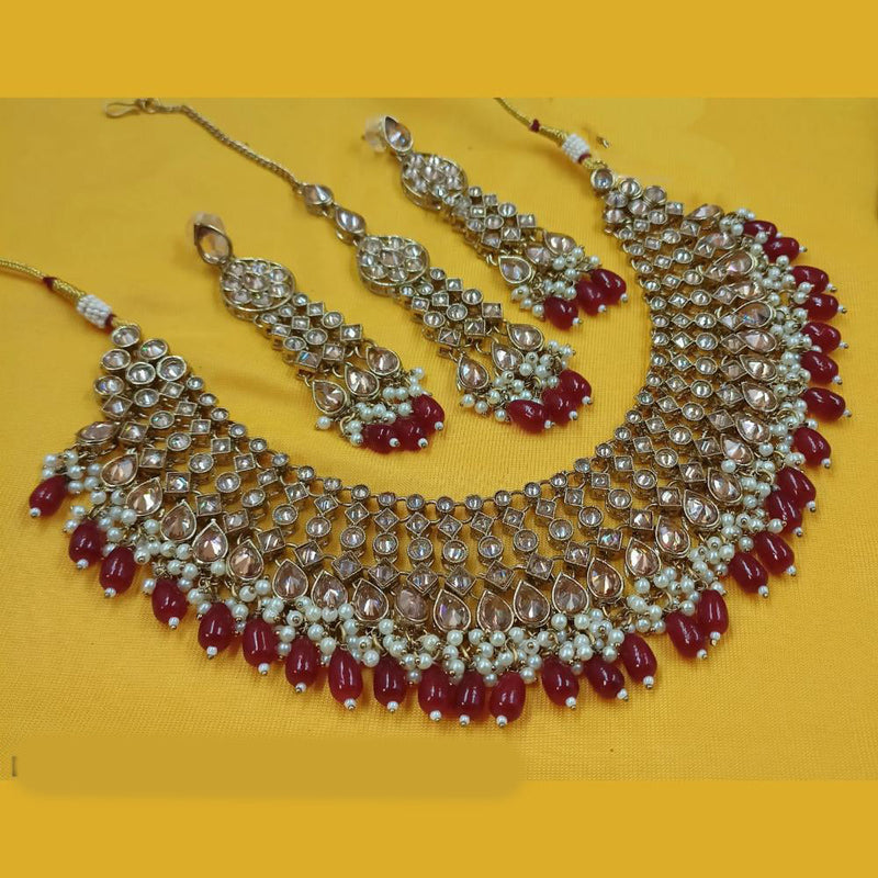 Padmawati Bangles Gold Plated Crystal Stone And Pearls Necklace Set