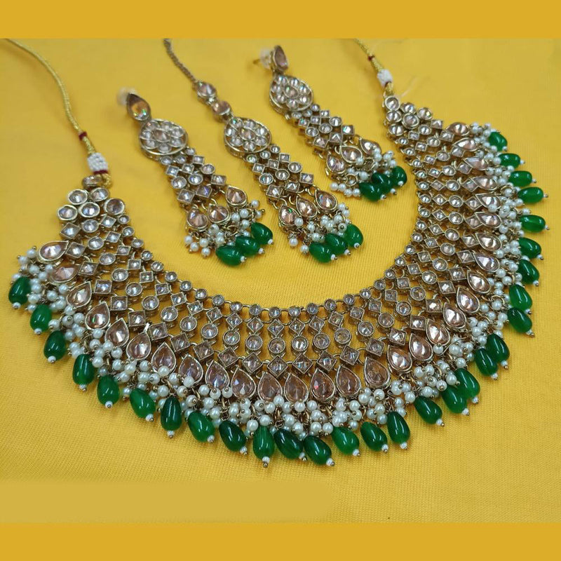 Padmawati Bangles Gold Plated Crystal Stone And Pearls Necklace Set