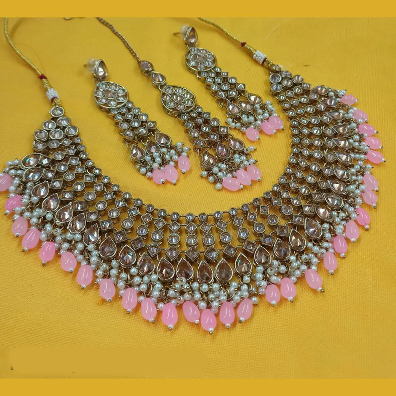 Padmawati Bangles Gold Plated Crystal Stone And Pearls Necklace Set