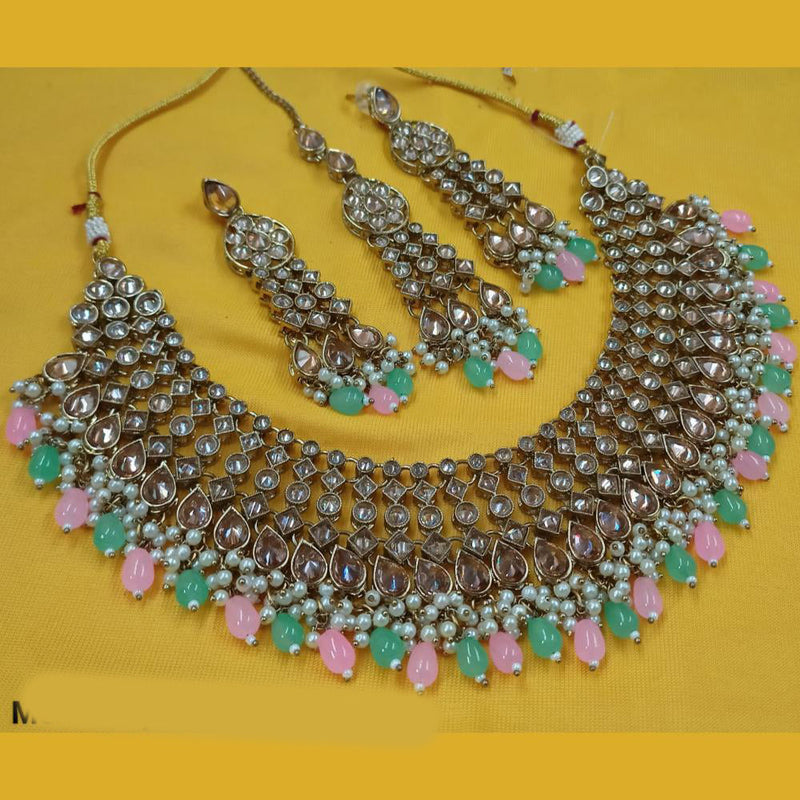 Padmawati Bangles Gold Plated Crystal Stone And Pearls Necklace Set