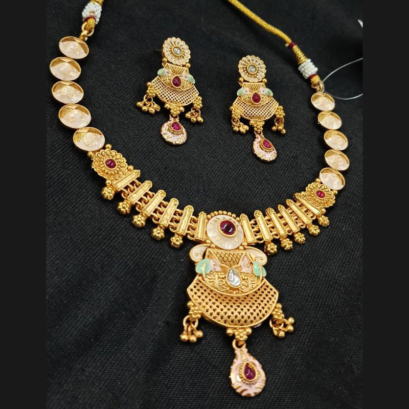 Padmawati Bangles Gold Plated Pota Stone And Pearls Meenakari Necklace Set