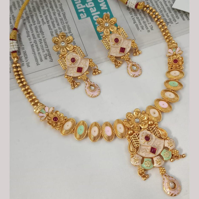 Padmawati Bangles Gold Plated Pota Stone And Pearls Meenakari Necklace Set