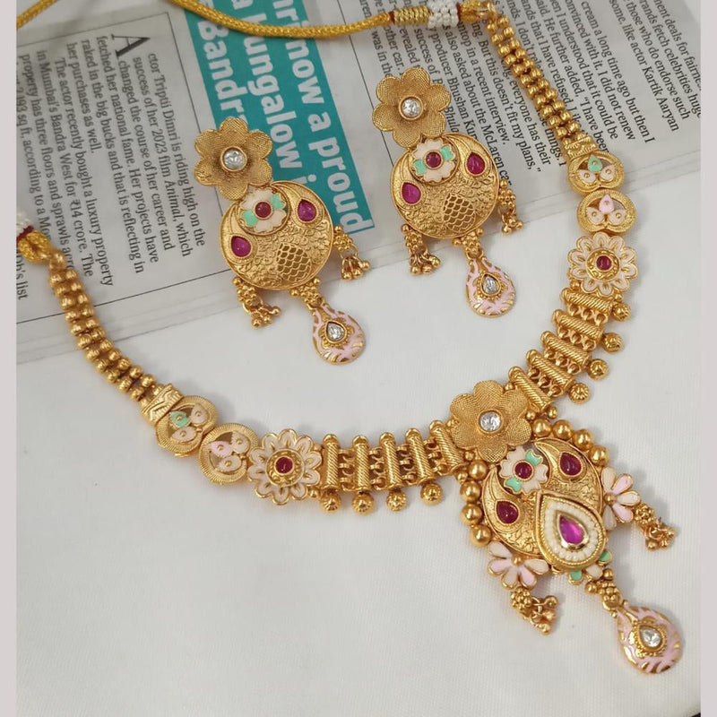 Padmawati Bangles Gold Plated Pota Stone And Pearls Meenakari Necklace Set