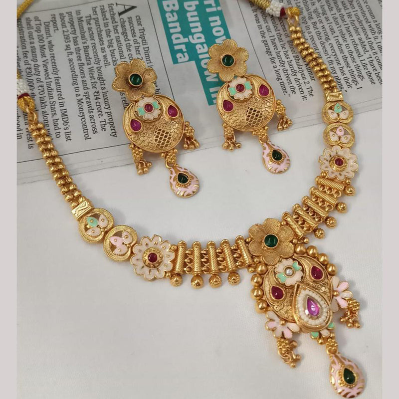 Padmawati Bangles Gold Plated Pota Stone And Pearls Meenakari Necklace Set