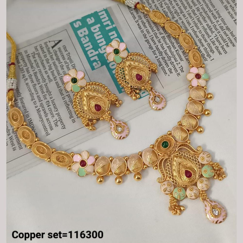 Padmawati Bangles Gold Plated Pota Stone And Pearls Meenakari Necklace Set