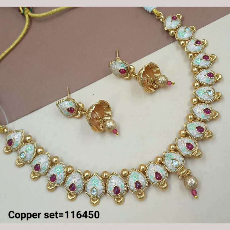 Padmawati Bangles Gold Plated Pota Stone And Pearls Meenakari Necklace Set