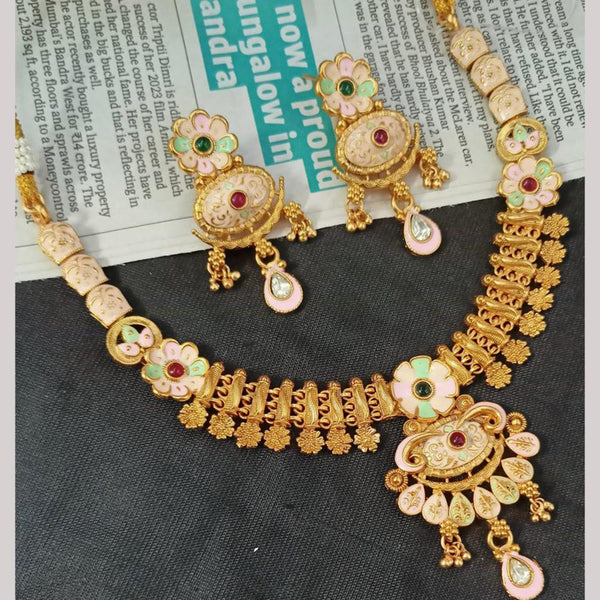 Padmawati Bangles Gold Plated Pota Stone And Pearls Meenakari Necklace Set