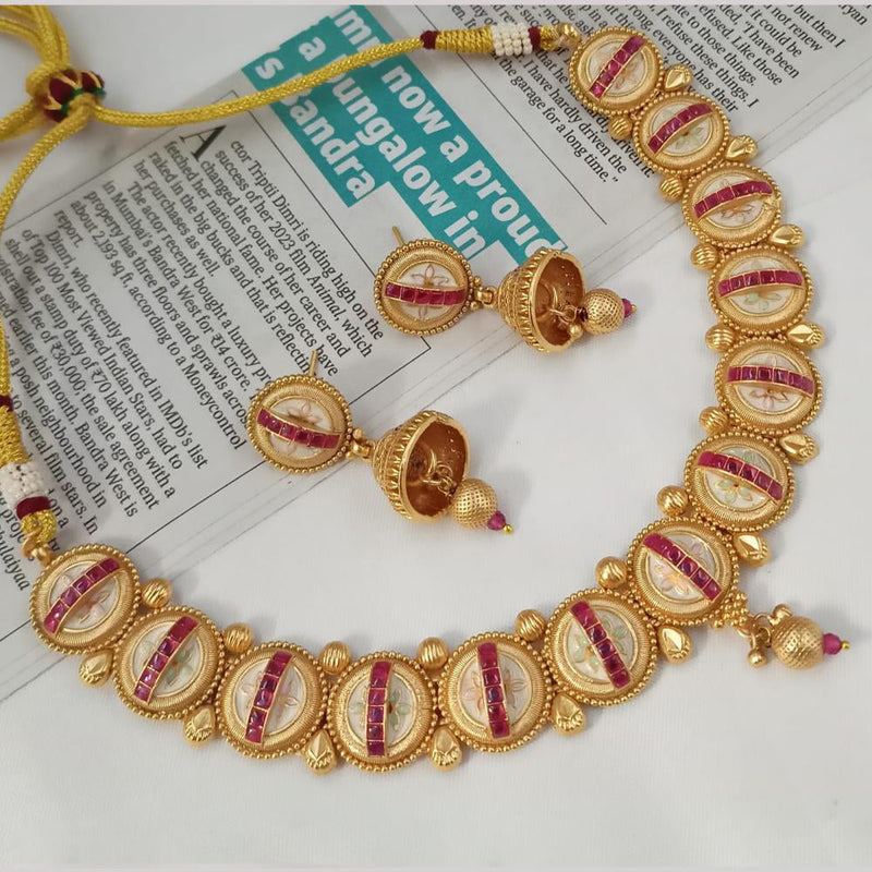 Padmawati Bangles Gold Plated Pota Stone And Pearls Meenakari Necklace Set