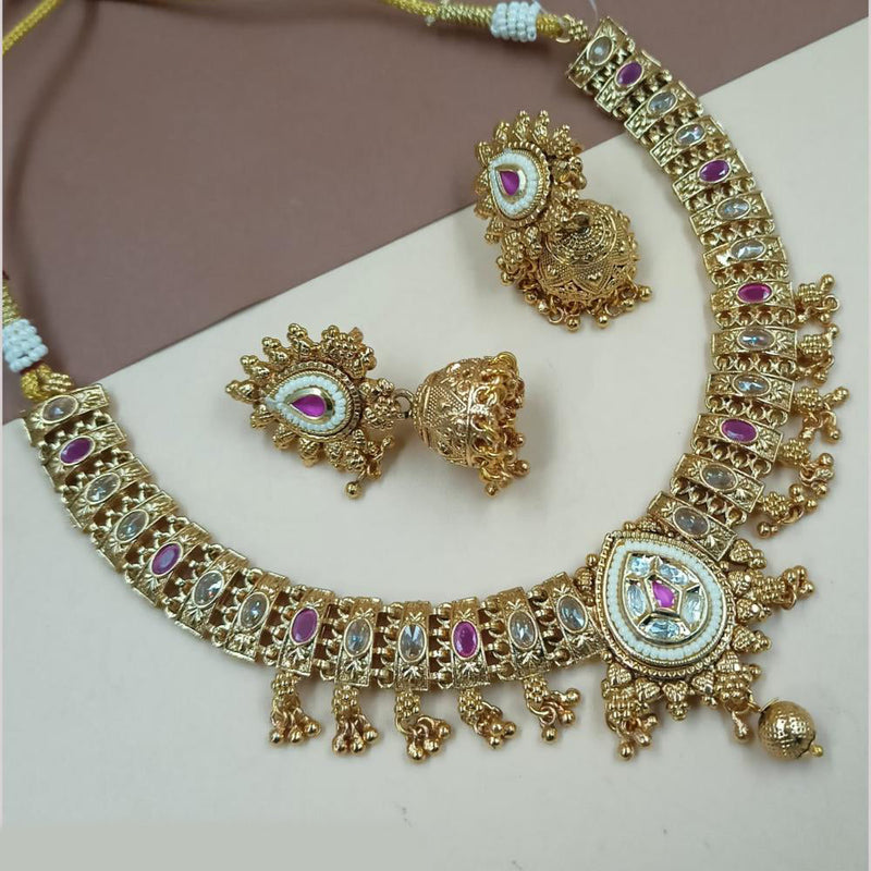 Padmawati Bangles Gold Plated Crystal Stone And Pearls Necklace Set