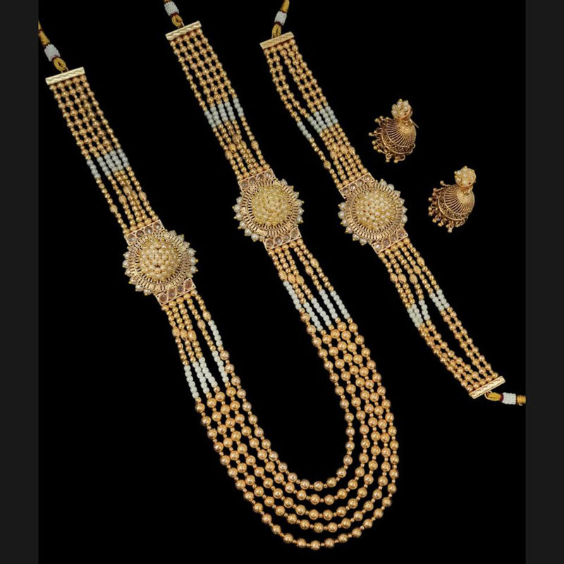 Padmawati Bangles Gold Plated Crystal Stone Pearls Combo Set