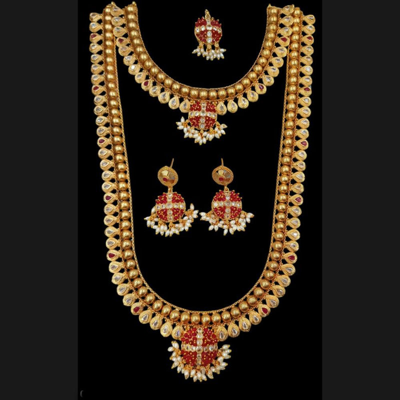 Padmawati Bangles Gold Plated Crystal Stone Pearls Combo Set