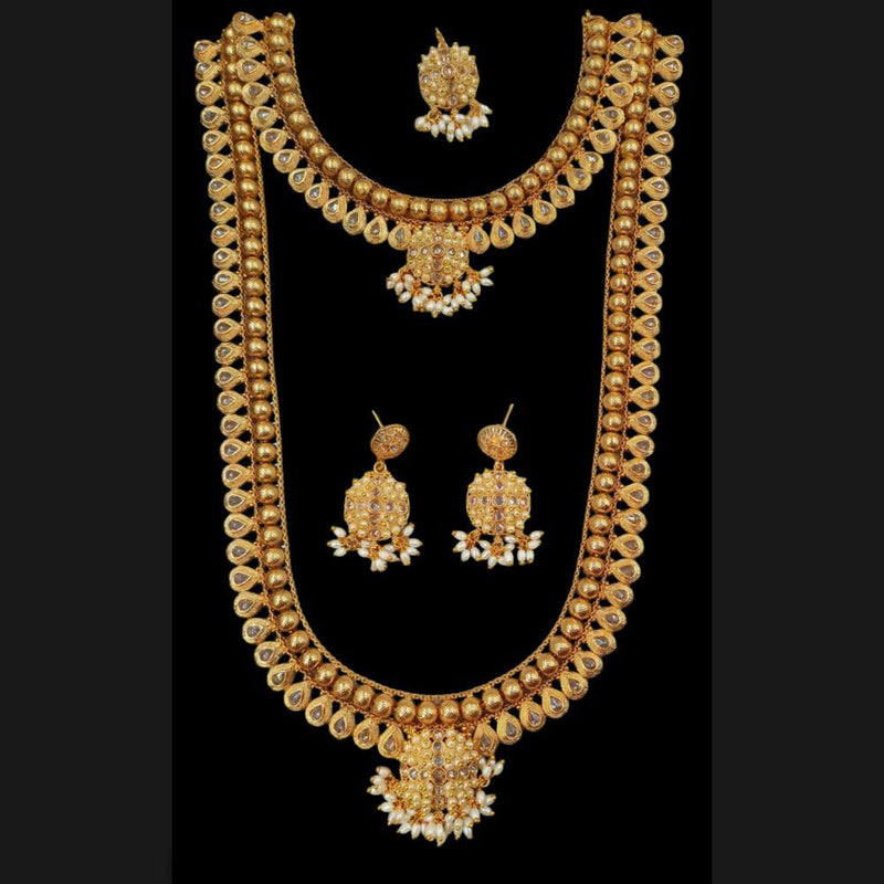 Padmawati Bangles Gold Plated Crystal Stone Pearls Combo Set