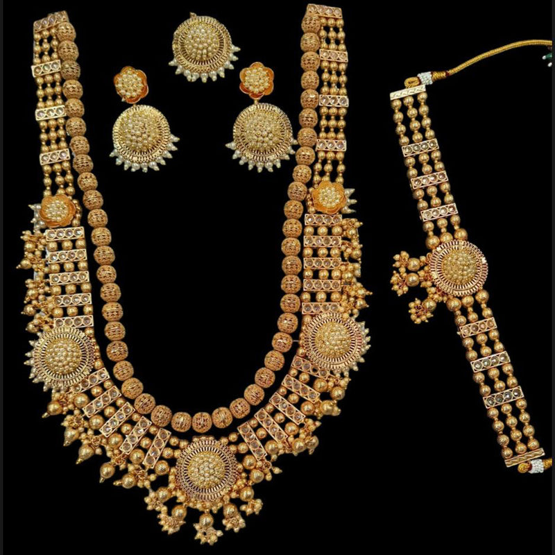 Padmawati Bangles Gold Plated Crystal Stone Pearls Combo Set