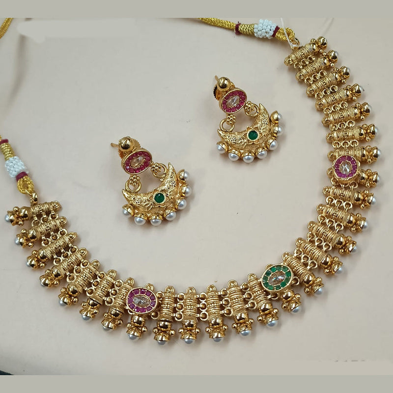 Padmawati Bangles Gold Plated Crystal Stone And Pearls Necklace Set