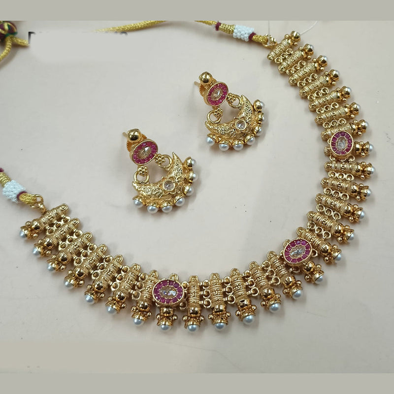 Padmawati Bangles Gold Plated Crystal Stone And Pearls Necklace Set