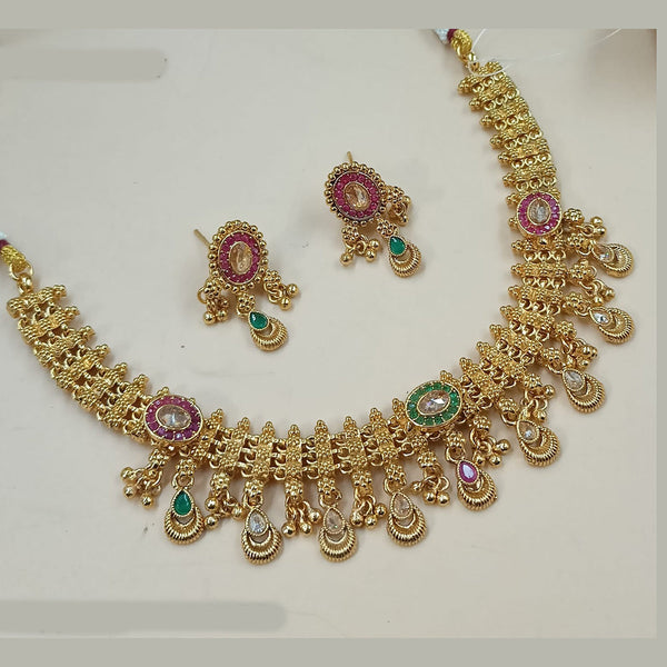 Padmawati Bangles Gold Plated Crystal Stone And Pearls Necklace Set