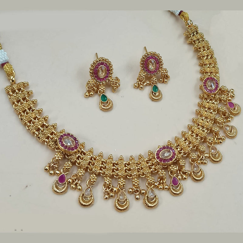 Padmawati Bangles Gold Plated Crystal Stone And Pearls Necklace Set