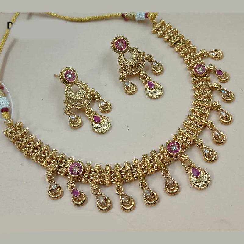 Padmawati Bangles Gold Plated Crystal Stone And Pearls Necklace Set