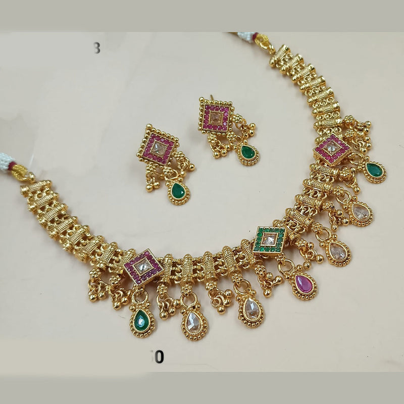 Padmawati Bangles Gold Plated Crystal Stone And Pearls Necklace Set