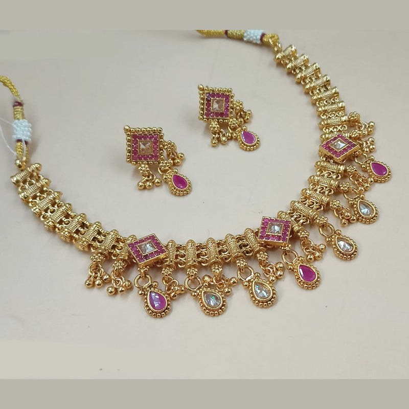 Padmawati Bangles Gold Plated Crystal Stone And Pearls Necklace Set