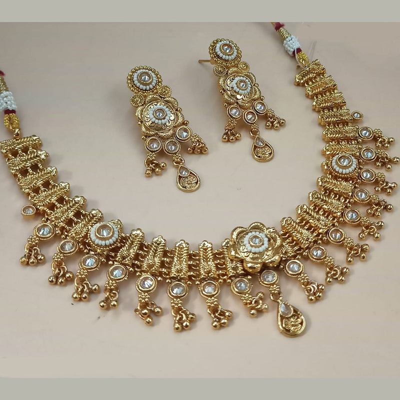 Padmawati Bangles Gold Plated Crystal Stone And Pearls Necklace Set