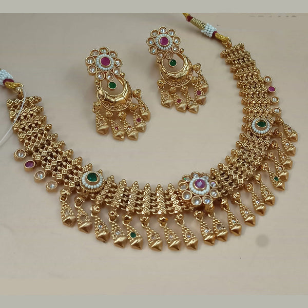 Padmawati Bangles Gold Plated Crystal Stone And Pearls Necklace Set