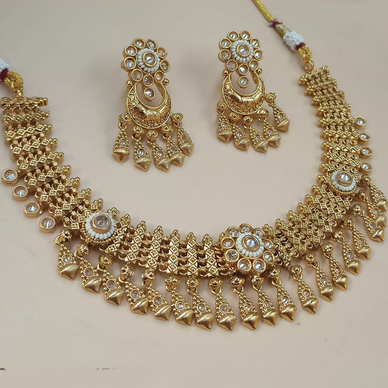 Padmawati Bangles Gold Plated Crystal Stone And Pearls Necklace Set