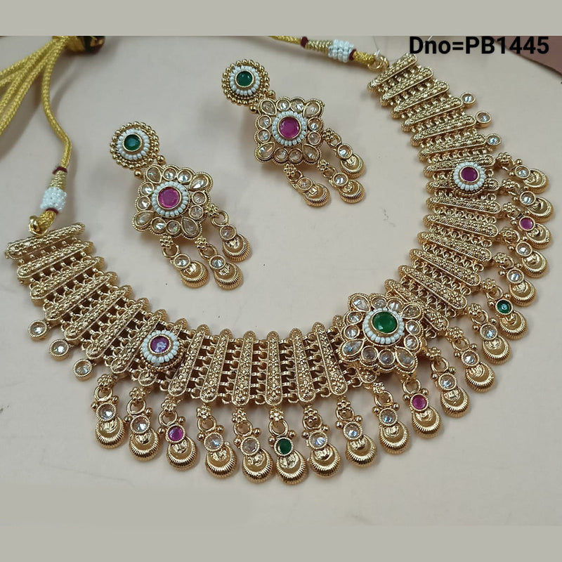 Padmawati Bangles Gold Plated Crystal Stone And Pearls Necklace Set