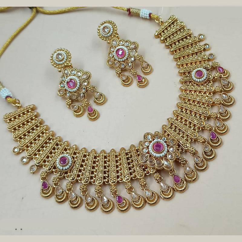 Padmawati Bangles Gold Plated Crystal Stone And Pearls Necklace Set