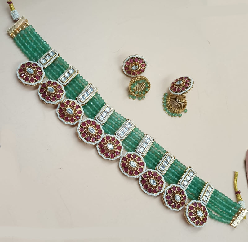 Padmawati Bangles Gold Plated Polki Kundan Stone And Pearls Necklace Set