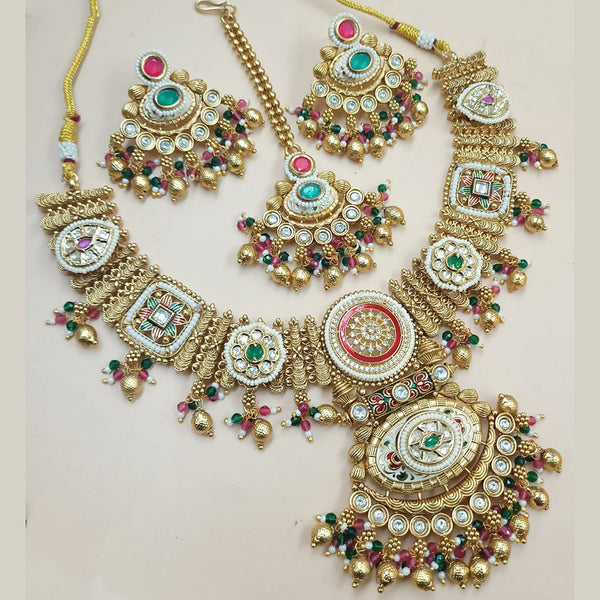 Padmawati Bangles Gold Plated Polki Kundan Stone And Pearls Meenakari Necklace Set