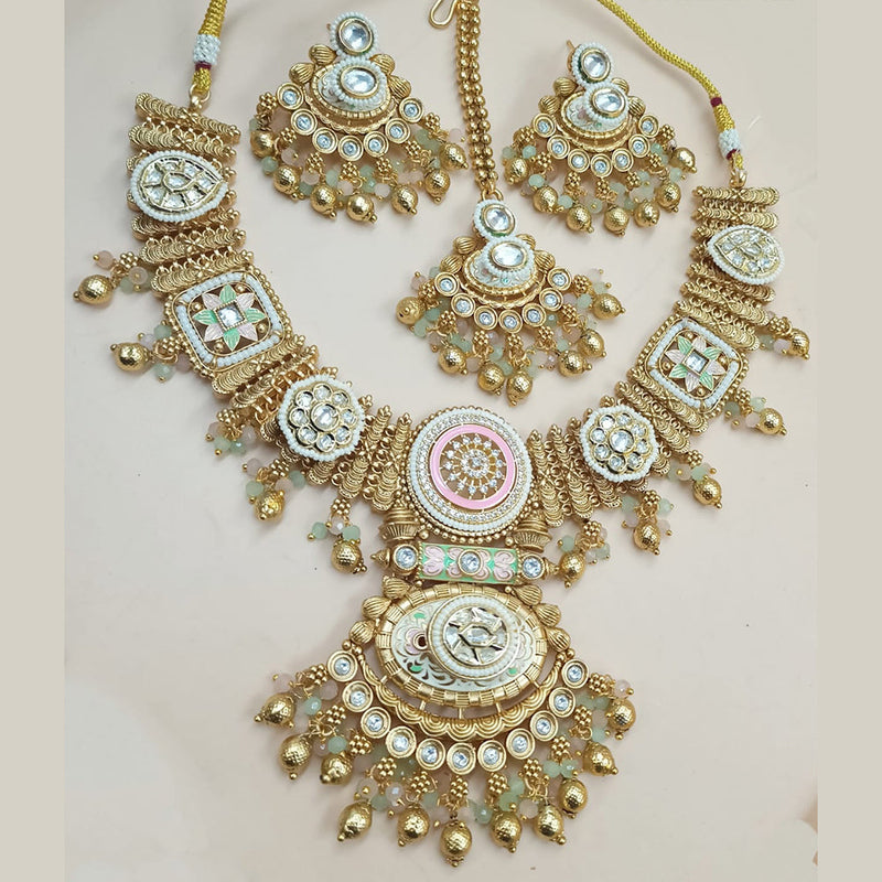 Padmawati Bangles Gold Plated Polki Kundan Stone And Pearls Meenakari Necklace Set