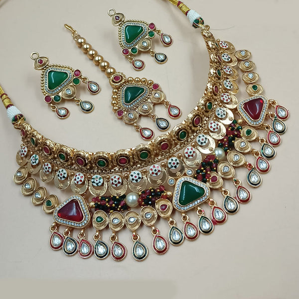 Padmawati Bangles Gold Plated Polki Kundan Stone And Pearls Meenakari Necklace Set