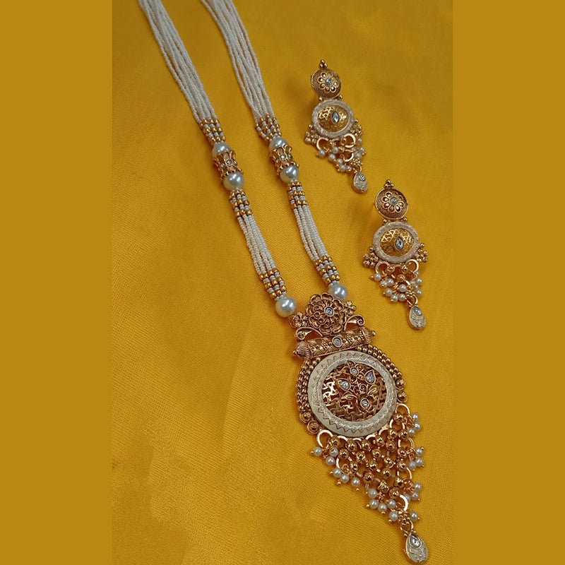 Padmawati Bangles Gold Plated Polki Kundan Stone And Pearls Meenakari Long Necklace Set