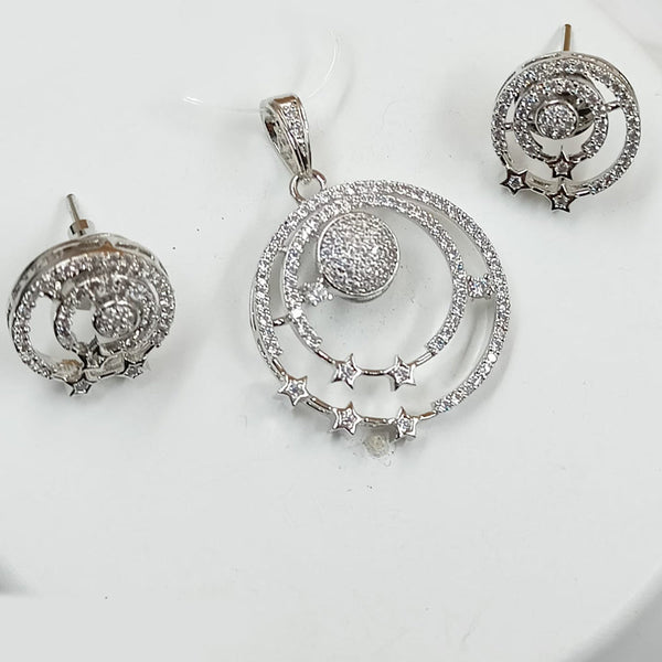 Padmawati Bangles Silver Plated Austrian Stone Pendant Set