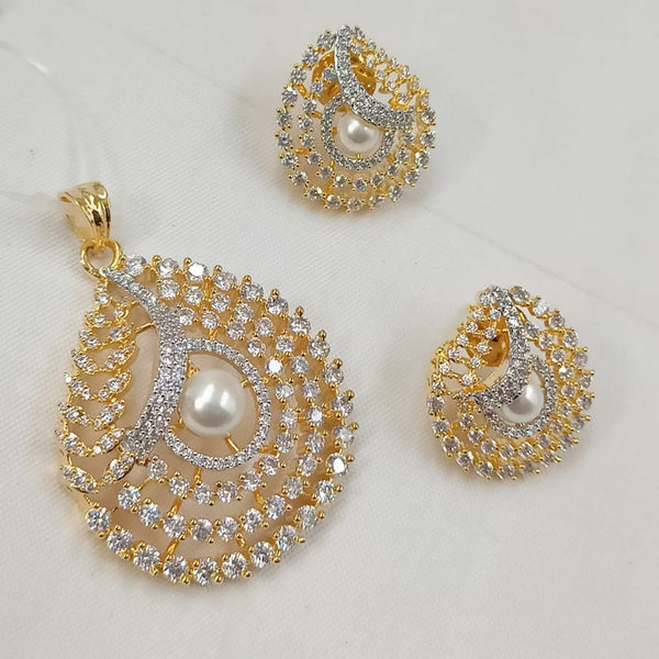 Padmawati Bangles Gold Plated Austrian Stone And Pearls Pendant Set