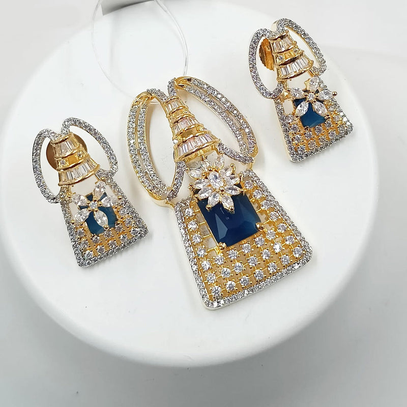 Padmawati Bangles Gold Plated AD Stone Pendant Set