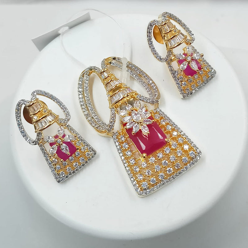 Padmawati Bangles Gold Plated AD Stone Pendant Set