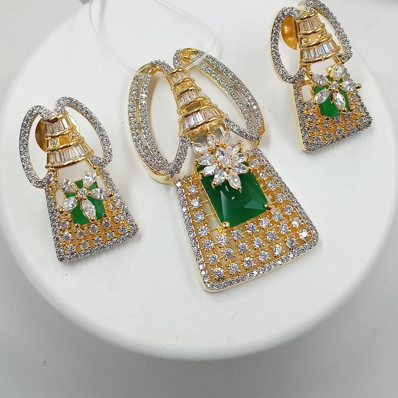 Padmawati Bangles Gold Plated AD Stone Pendant Set