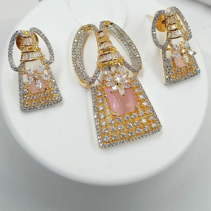 Padmawati Bangles Gold Plated AD Stone Pendant Set